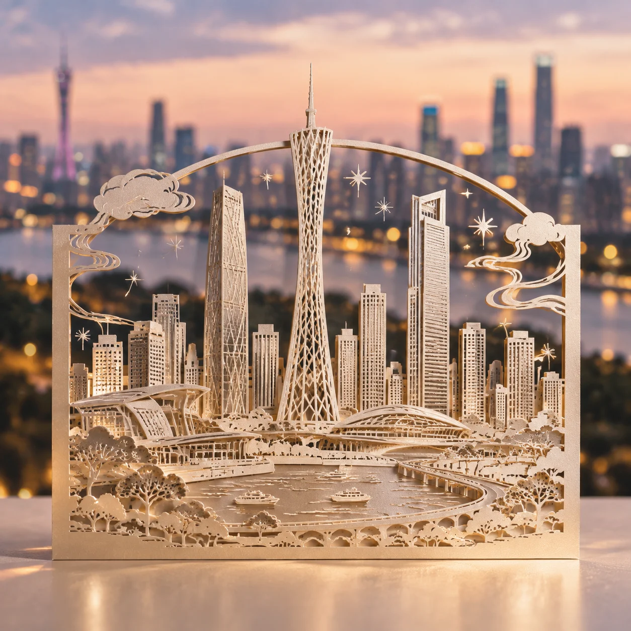 Zhujiang New Town Continuous Paper Cut Skyline