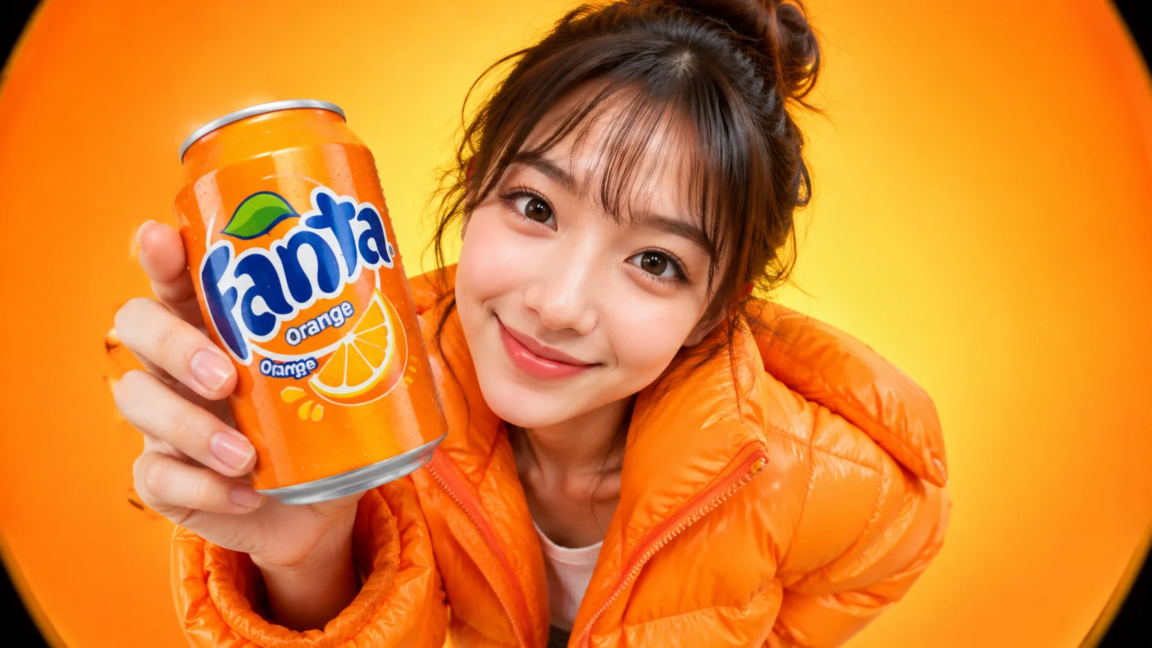 Energetic Fanta Fisheye Portrait