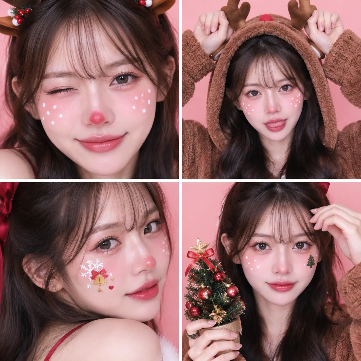 Christmas Portrait against a Peach Backdrop