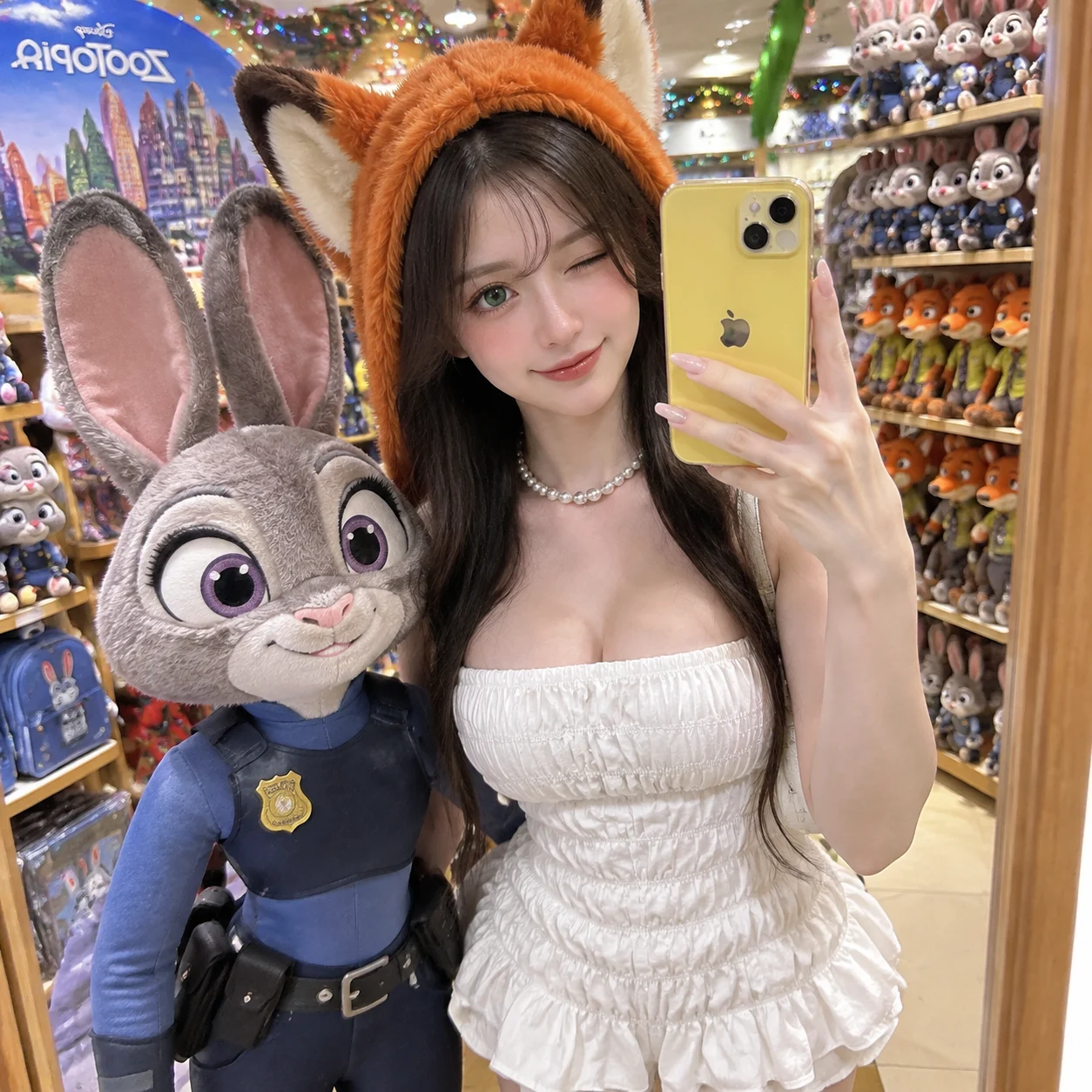 Zootopia Fox Hat Mirror Selfie