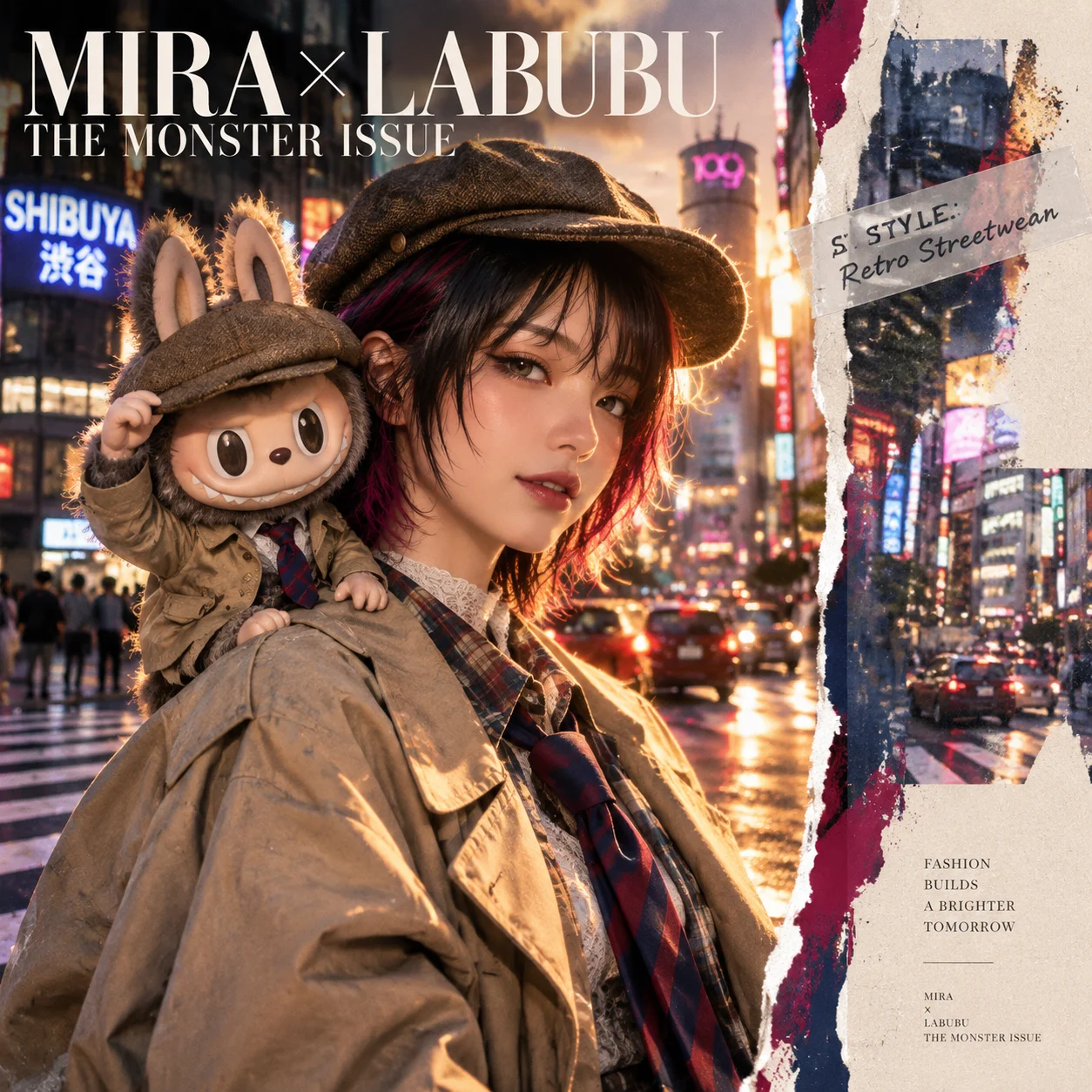 MIRA and Labubu with Magenta Hair Highlights
