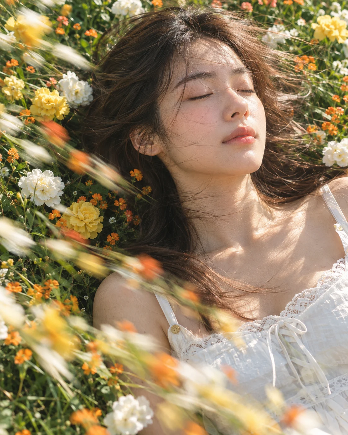 花田风动夏日人像