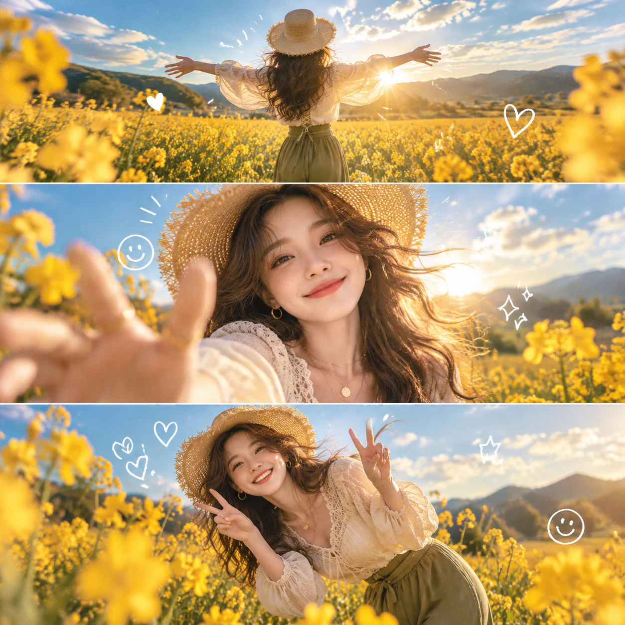 春日花田三联竖版写真拼贴