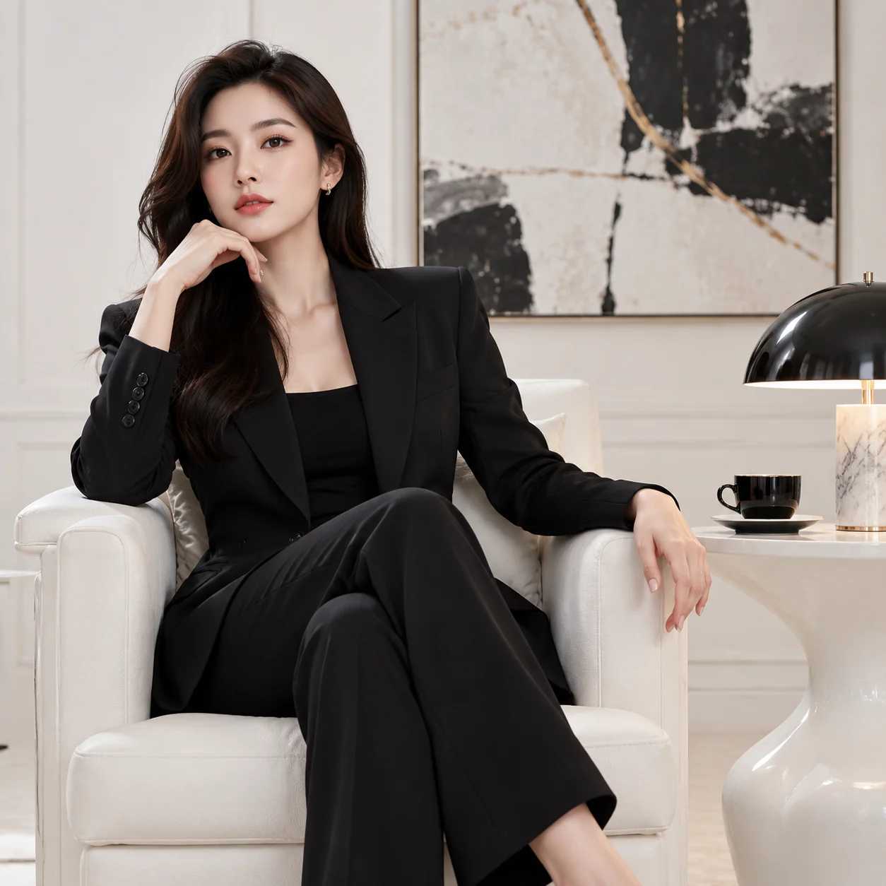 Confident Portrait in a White Art Space