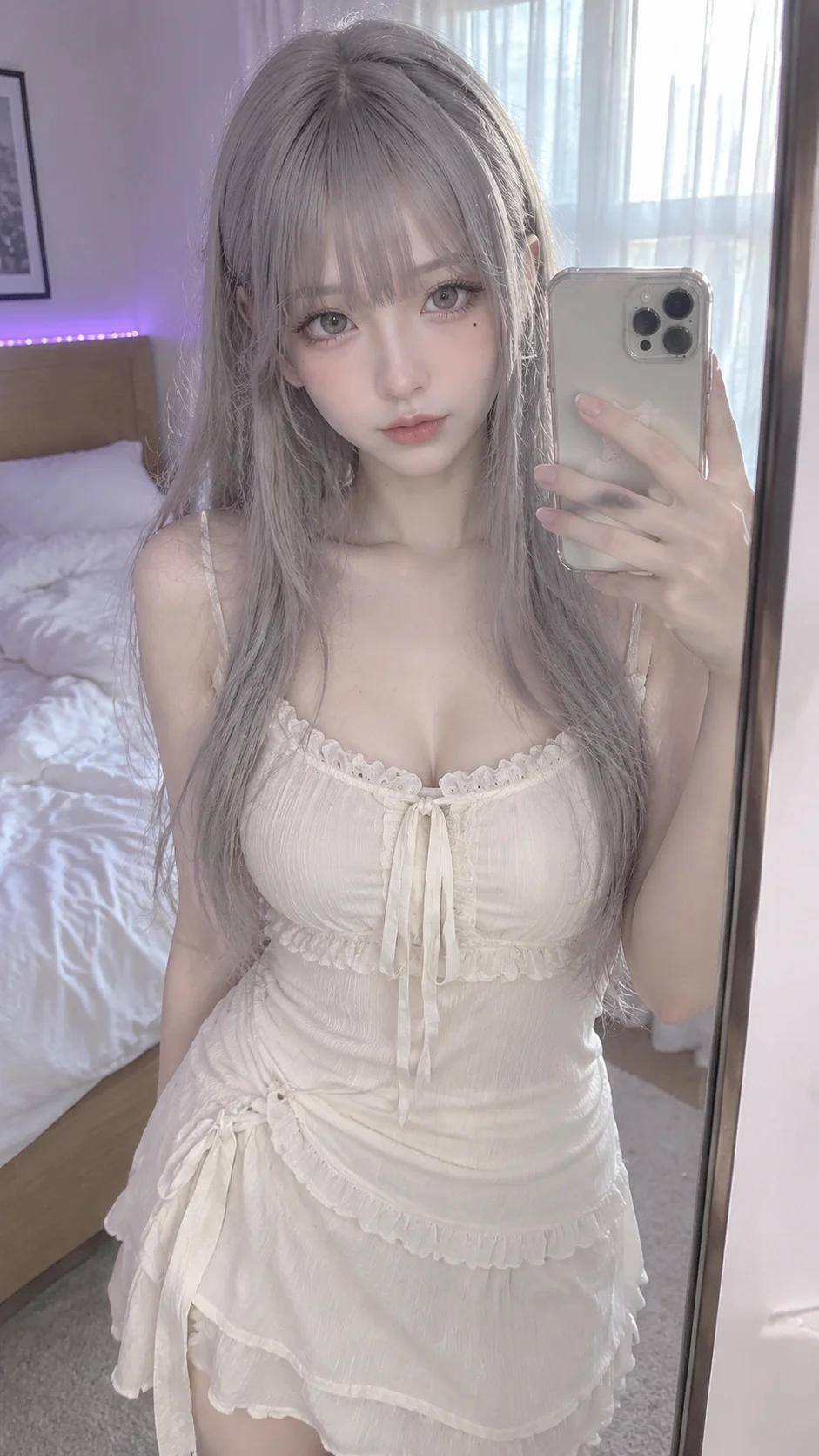 Purple LED Bedroom Mirror Selfie