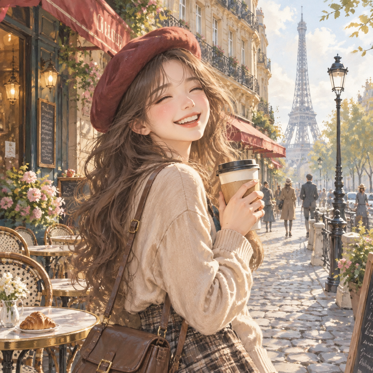 巴黎街头人物插画