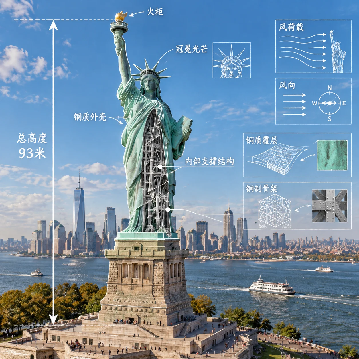 Statue of Liberty Engineering Overlay