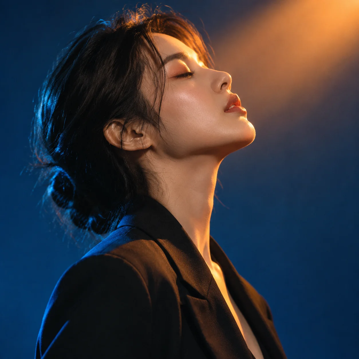 Profile Portrait between Blue Shadows and Warm Light