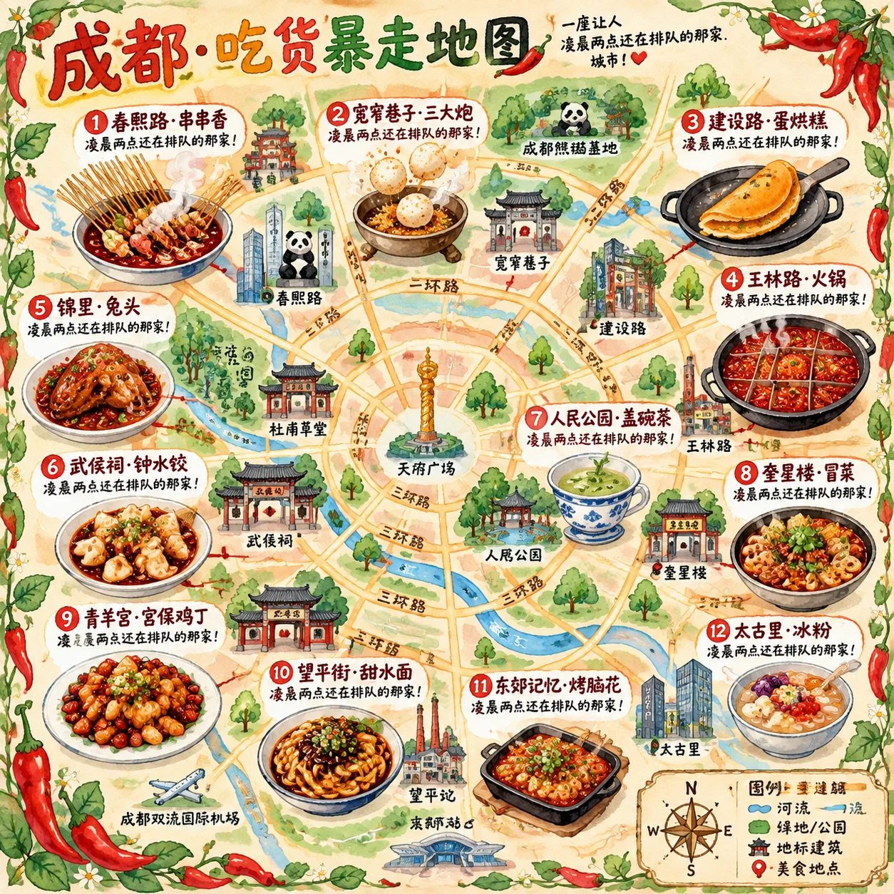 成都吃货暴走手绘美食地图