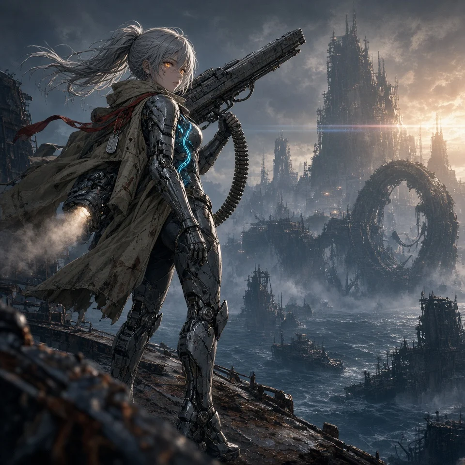 Mecha Heroine in Ocean Ruins