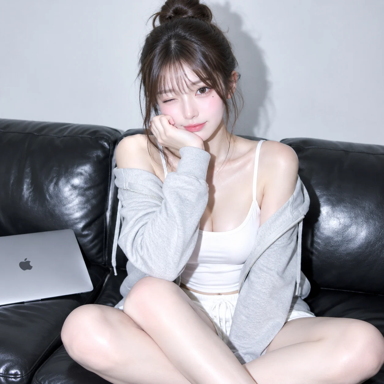 Playful Korean Style Sofa Portrait