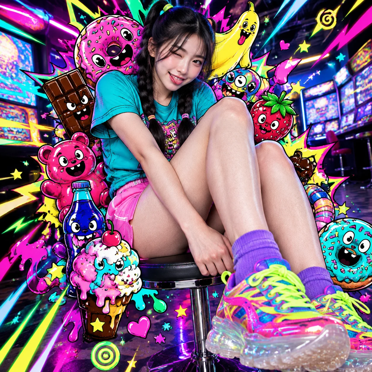 Side Seated Arcade Stool Portrait