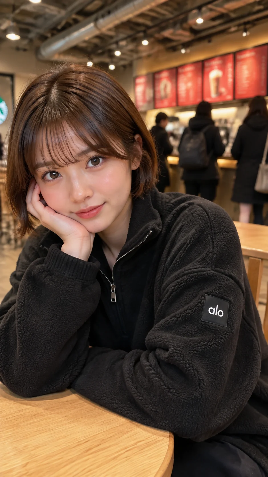 Chin Rest Portrait at a Cafe Table