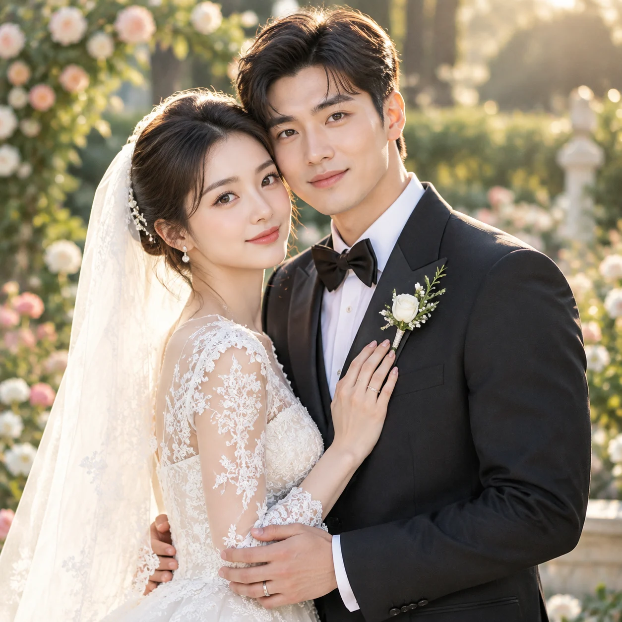 Golden Hour Luxury Outdoor Wedding Portrait