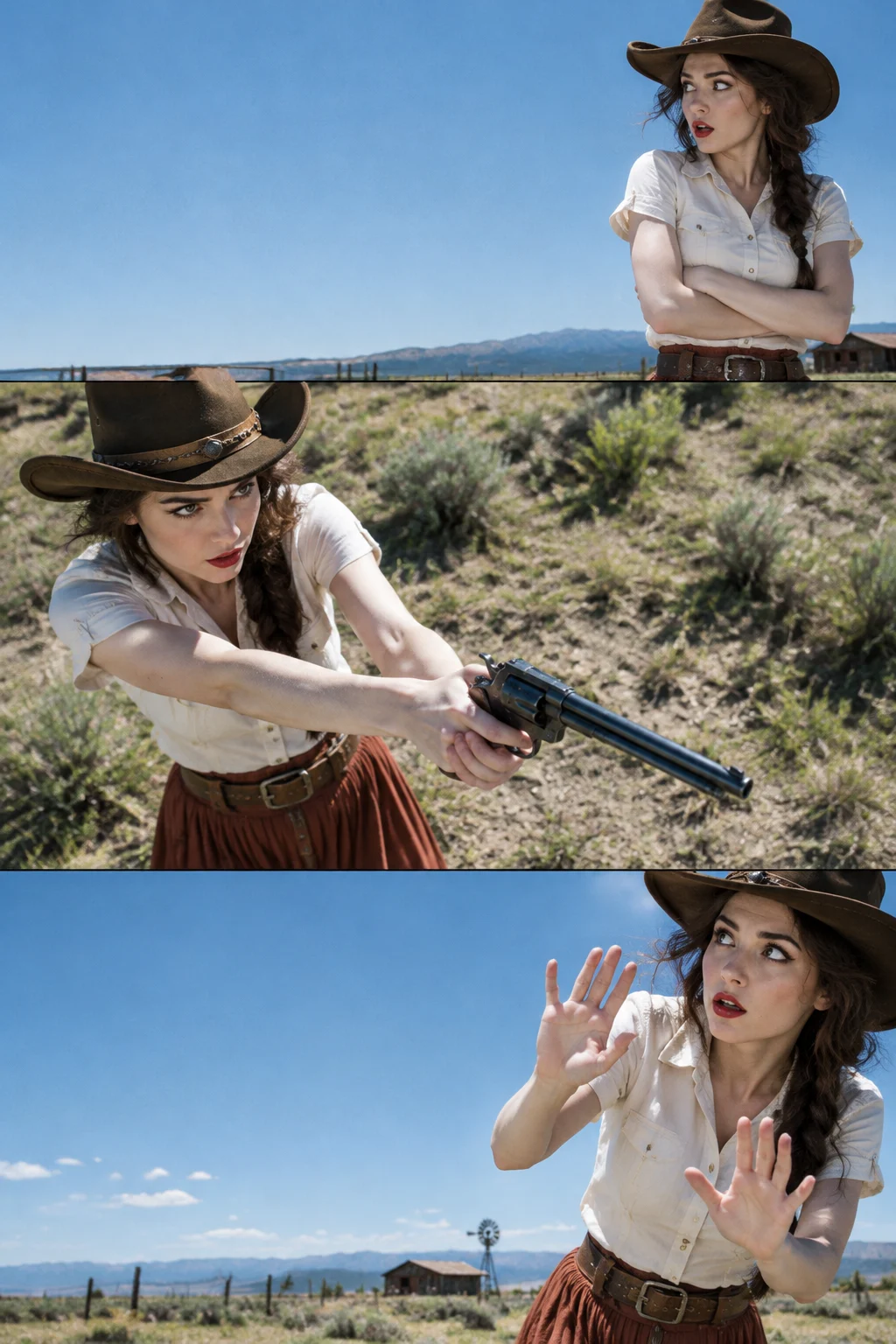 Cowgirl Cinematic Standoff in Three Acts