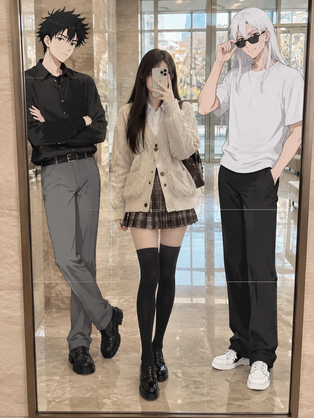 Autumn Preppy Fashion Crossover Mirror Selfie