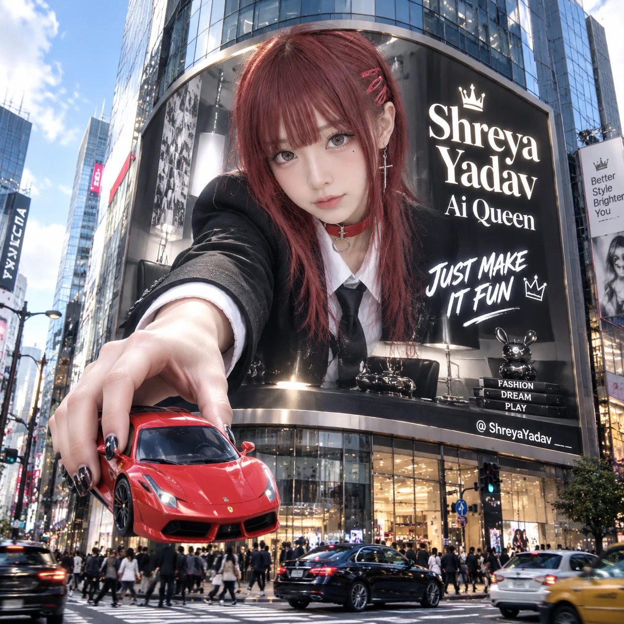 Fashion Portrait on a Giant Curved 3D Billboard